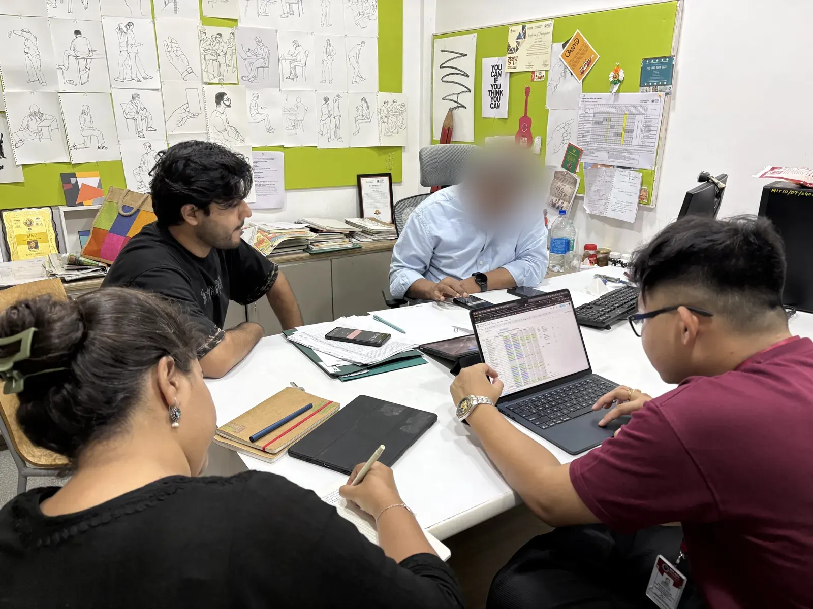 Team members logging timings and observations during a session