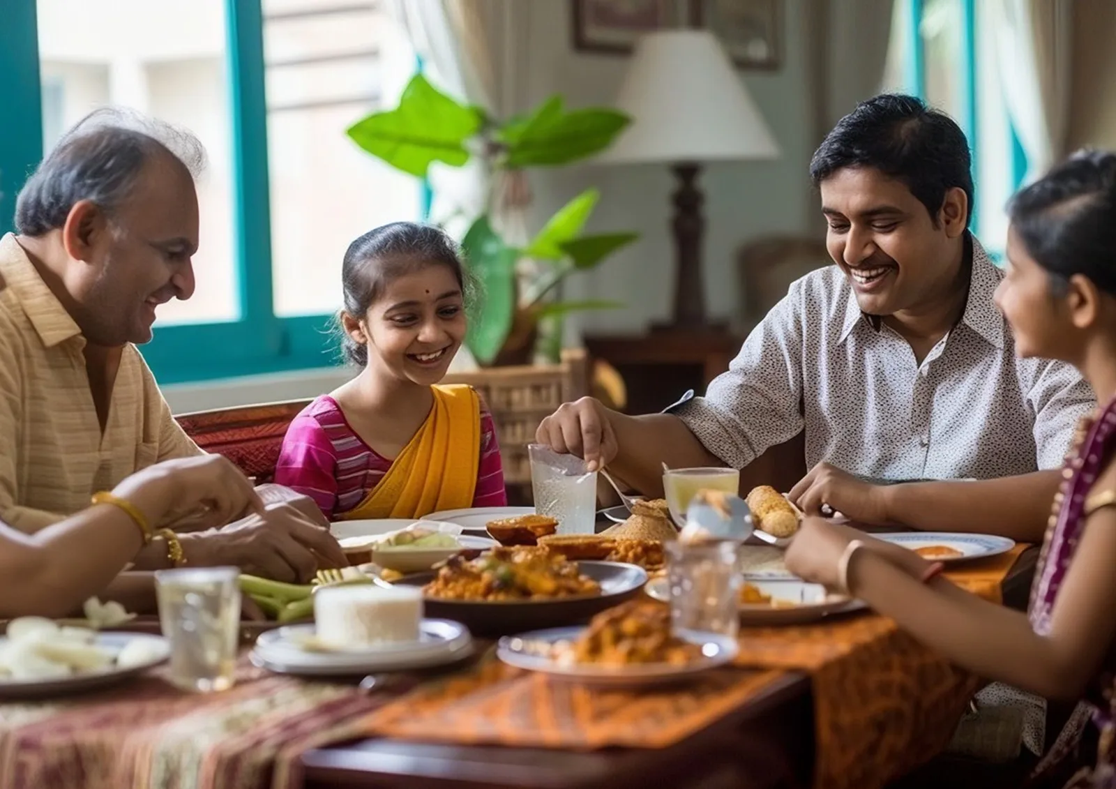 Family sharing a home-cooked meal together